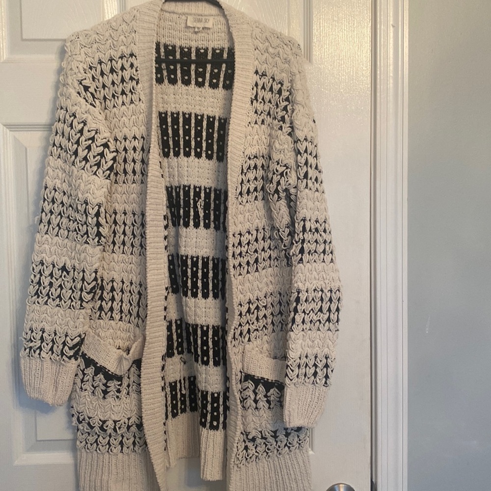 Navy and cream cardigan